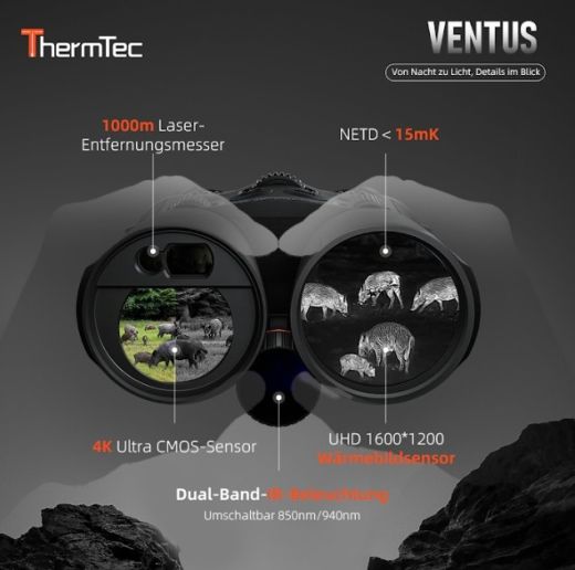 THERMTEC VENTUS 650L Multispektral-W�rmebild-Binokular LRF